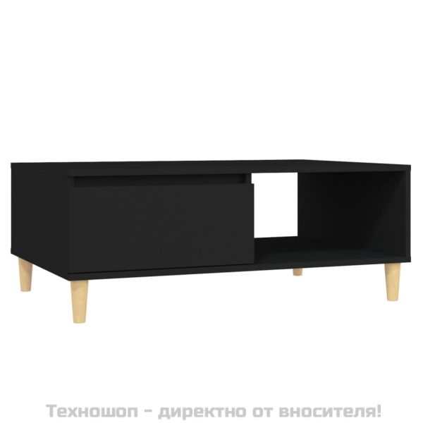 Кафе маса, черна, 90x60x35 см, инженерно дърво