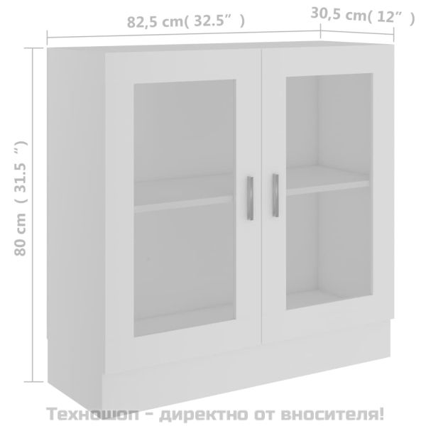 Шкаф витрина, бял, 82,5x30,5x80 см, ПДЧ