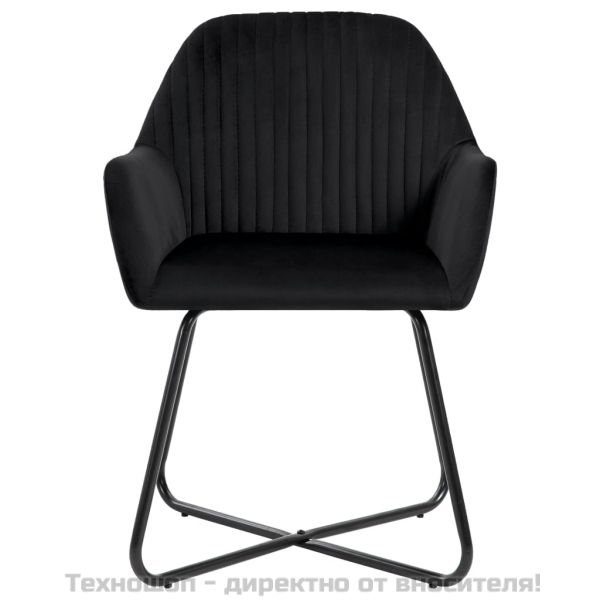 Трапезни столове, 2 бр, черни, кадифе