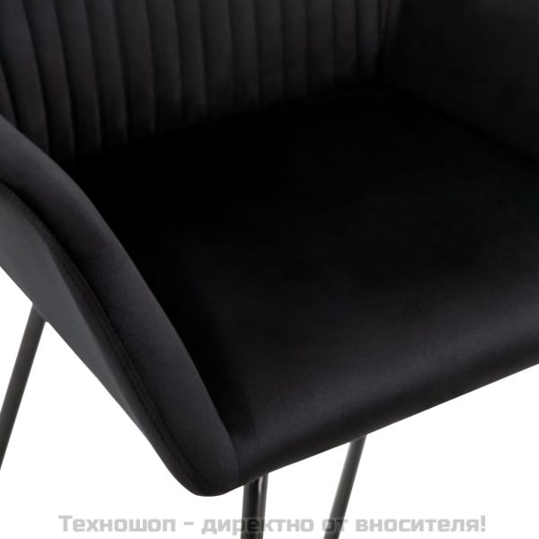 Трапезни столове, 2 бр, черни, кадифе