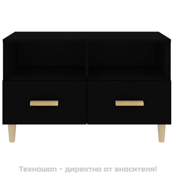 ТВ шкаф, черен, 80x36x50 см, инженерно дърво