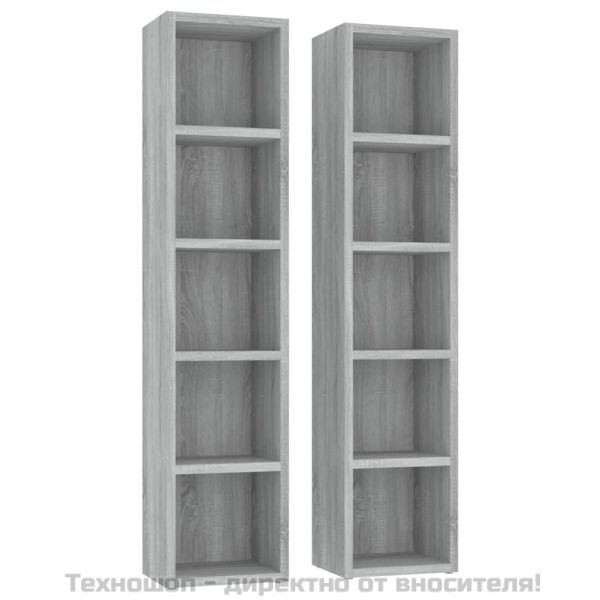 CD шкафове, 2 бр, Сив сонома, 21x16x93,5 см, инженерно дърво