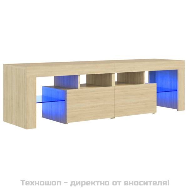 ТВ шкаф с LED осветление, сонома дъб, 140x36,5x40 см
