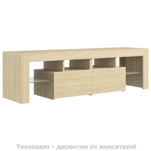 ТВ шкаф с LED осветление, сонома дъб, 140x36,5x40 см