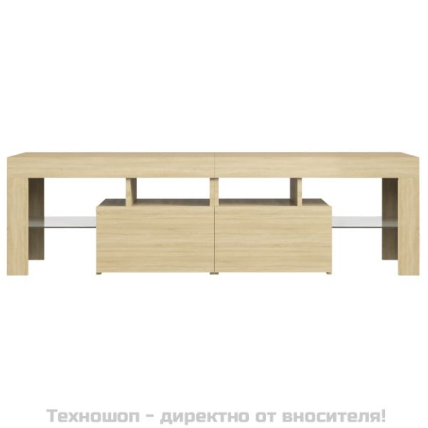 ТВ шкаф с LED осветление, сонома дъб, 140x36,5x40 см