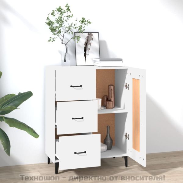 Сайдборд, бял, 69,5x34x90 см, инженерно дърво