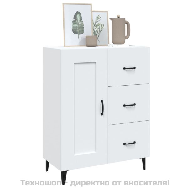 Сайдборд, бял, 69,5x34x90 см, инженерно дърво