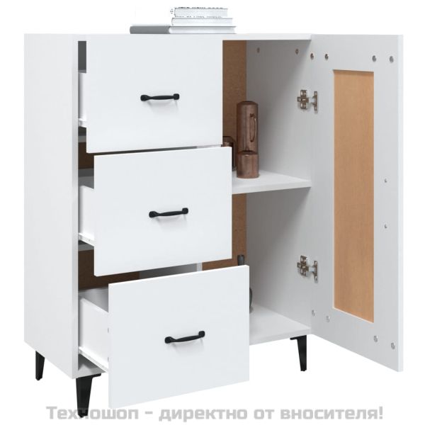 Сайдборд, бял, 69,5x34x90 см, инженерно дърво