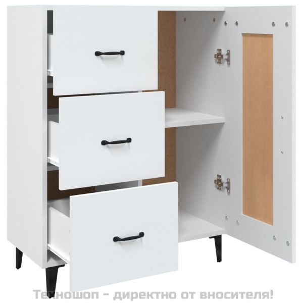 Сайдборд, бял, 69,5x34x90 см, инженерно дърво