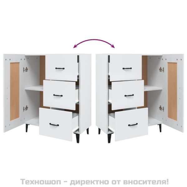 Сайдборд, бял, 69,5x34x90 см, инженерно дърво