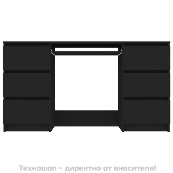 Писалище, черно, 140x50x77 см, инженерно дърво