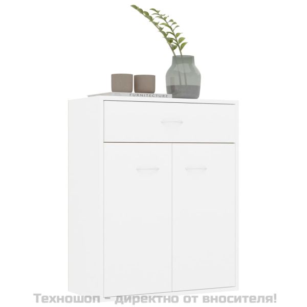 Сайдборд, бял, 60x30x75 см, инженерно дърво