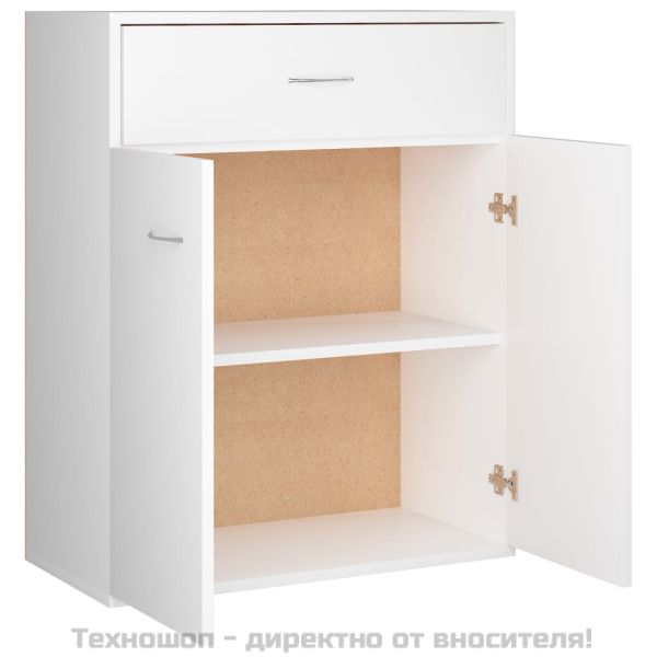 Сайдборд, бял, 60x30x75 см, инженерно дърво