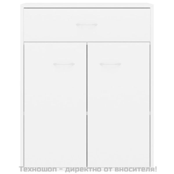 Сайдборд, бял, 60x30x75 см, инженерно дърво