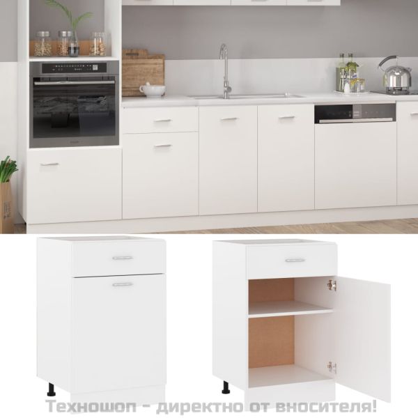 Шкаф с чекмеджета "Lyon", бял, 50x46x81,5 см, инженерно дърво