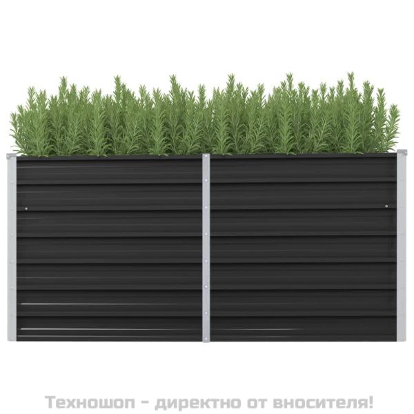 Градинска висока леха антрацит 160x40x77 см поцинкована стомана