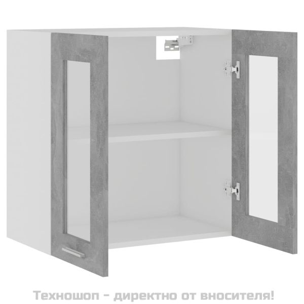 Висящ стъклен шкаф "Lyon", бетонно сив, 60x31x60 см, инженерно дърво