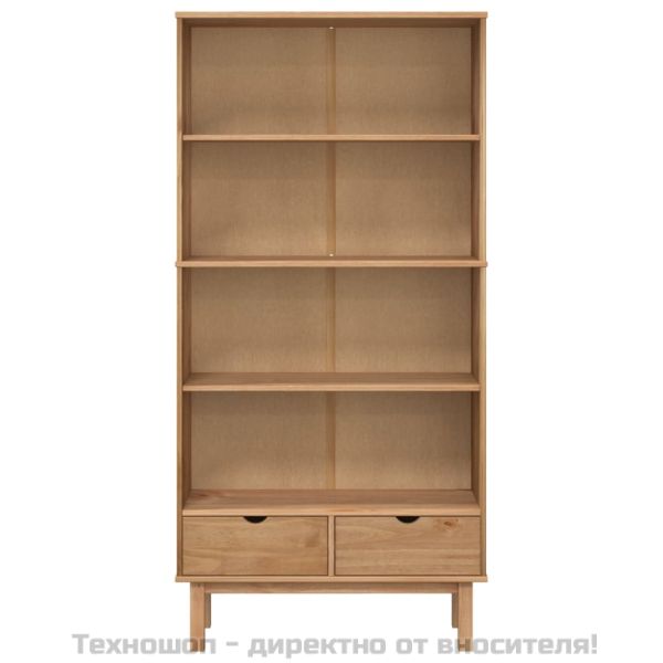 Библиотека OTTA с 2 чекмеджета, кафява, бор масив