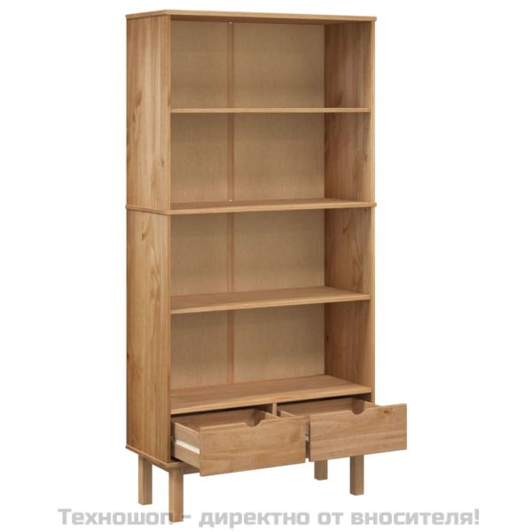 Библиотека OTTA с 2 чекмеджета, кафява, бор масив