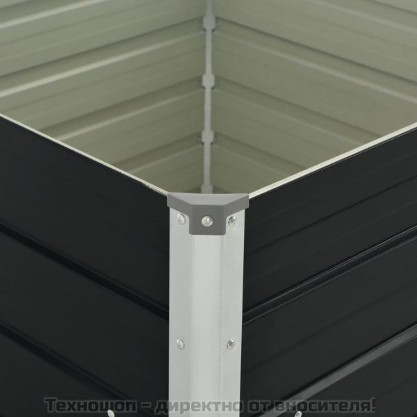 Повдигната леха, антрацит, 100x100x77 см, поцинкована стомана