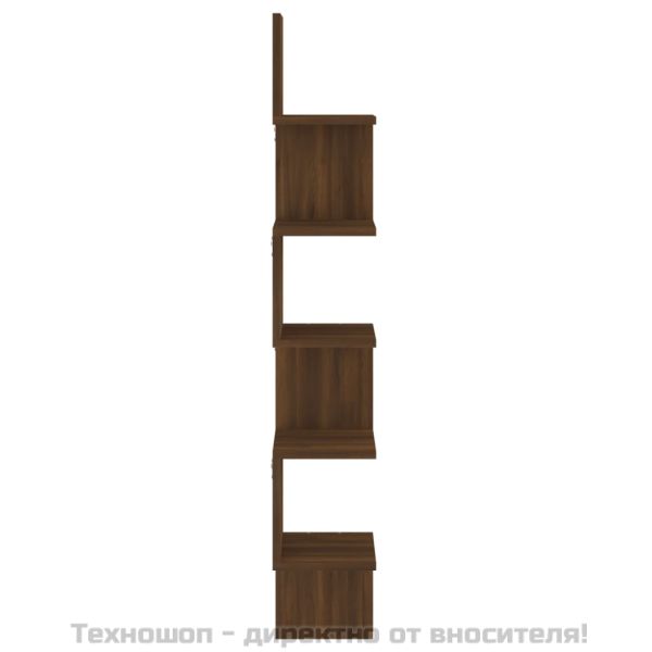 Стенен ъглов рафт, кафяв дъб, 20x20x127,5 см, инженерно дърво
