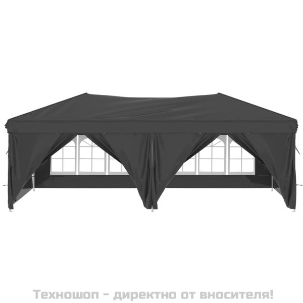Сгъваема парти шатра със странични стени антрацит 3x6 м