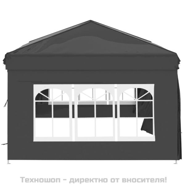 Сгъваема парти шатра със странични стени антрацит 3x6 м