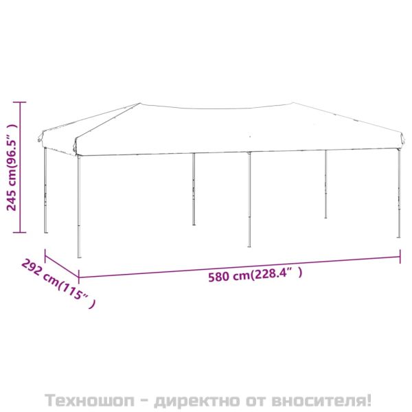 Сгъваема парти шатра със странични стени антрацит 3x6 м