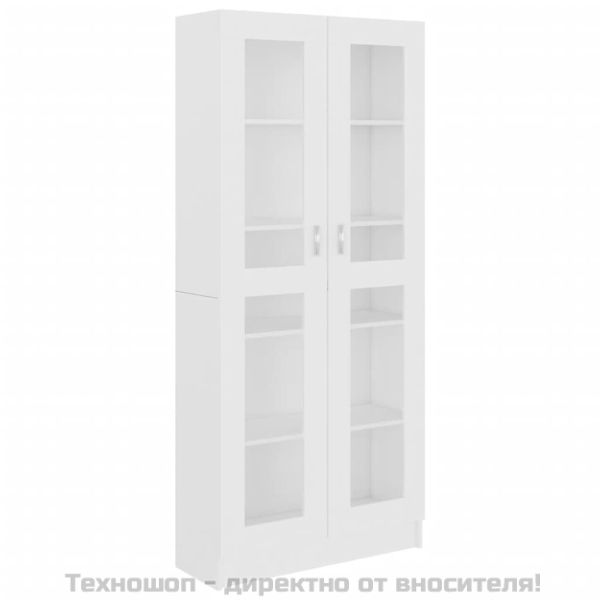 Шкаф витрина, бял, 82,5x30,5x185 см, инженерно дърво