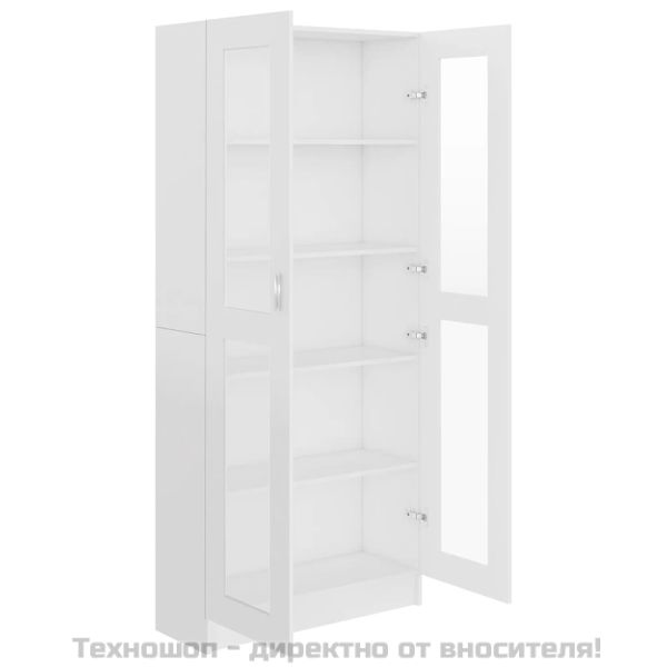 Шкаф витрина, бял, 82,5x30,5x185 см, инженерно дърво