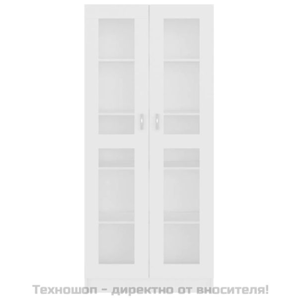 Шкаф витрина, бял, 82,5x30,5x185 см, инженерно дърво