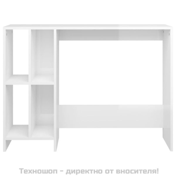 Бюро за лаптоп, бял гланц, 102,5x35x75 см, инженерно дърво