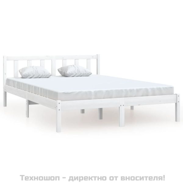Рамка за легло без матрак, бял, 140x200 см, масивно дърво