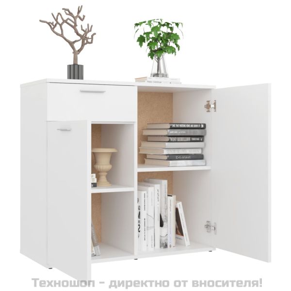 Бюфет, бял, 80x36x75 см, инженерно дърво