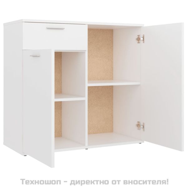 Бюфет, бял, 80x36x75 см, инженерно дърво