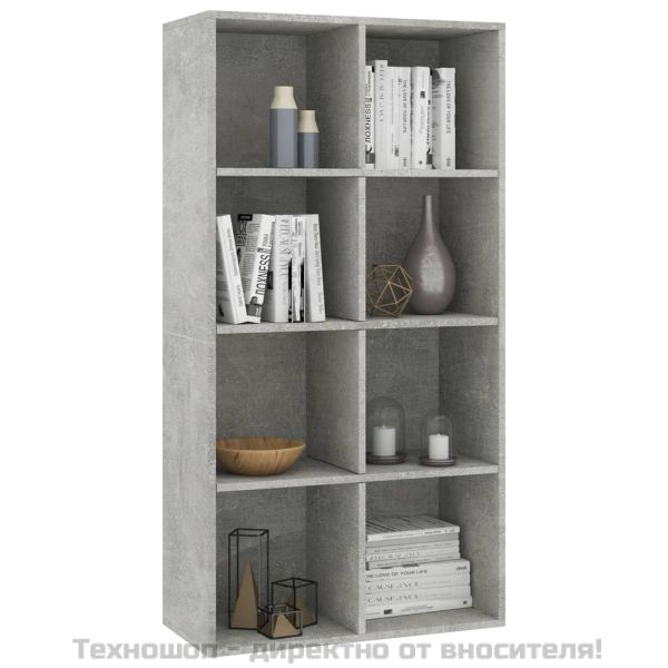 Библиотека/бюфет, бетонно сива, 66x30x130 см, инженерно дърво