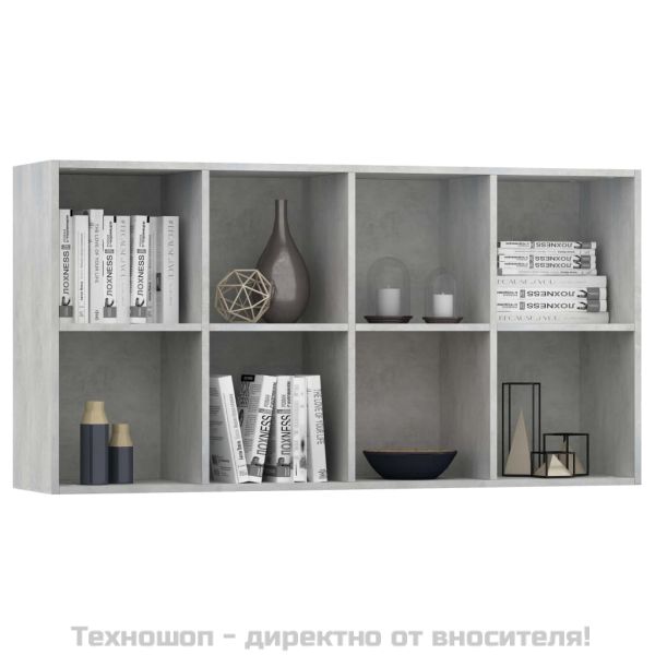 Библиотека/бюфет, бетонно сива, 66x30x130 см, инженерно дърво
