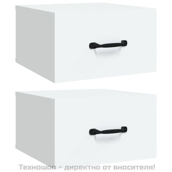 Нощни шкафчета за стенен монтаж, 2 бр, бели, 35x35x20 см