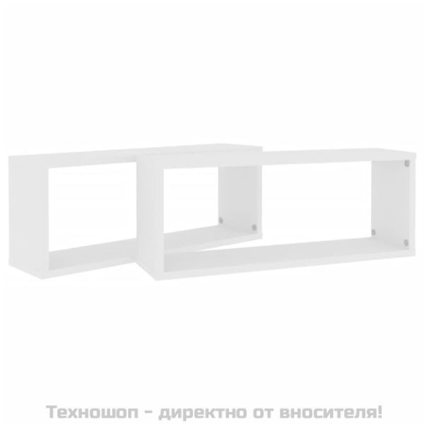 Стенни кубични рафтове, 2 бр, бели, 60x15x23см, инженерно дърво