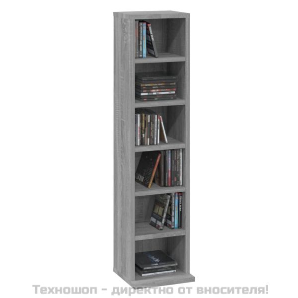 Етажерка за дискове, сив сонома, 21x20x88 см, инженерно дърво