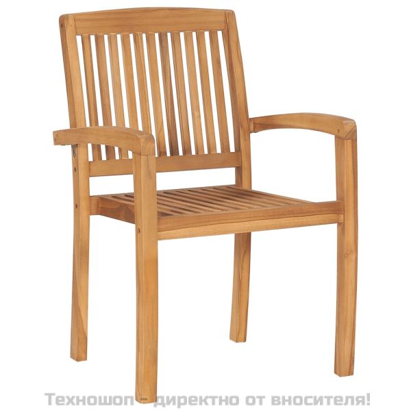 Градински трапезен комплект, 5 части, тиково дърво масив