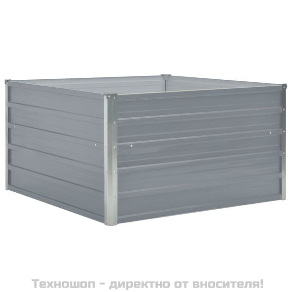 Повдигната леха, 100x100x45 см, поцинкована стомана, сива