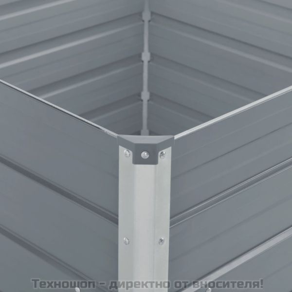 Повдигната леха, 100x100x45 см, поцинкована стомана, сива