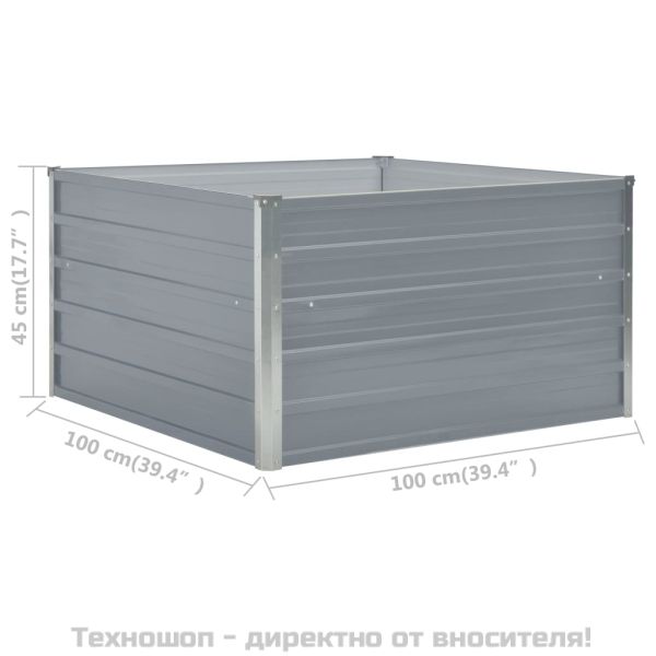 Повдигната леха, 100x100x45 см, поцинкована стомана, сива