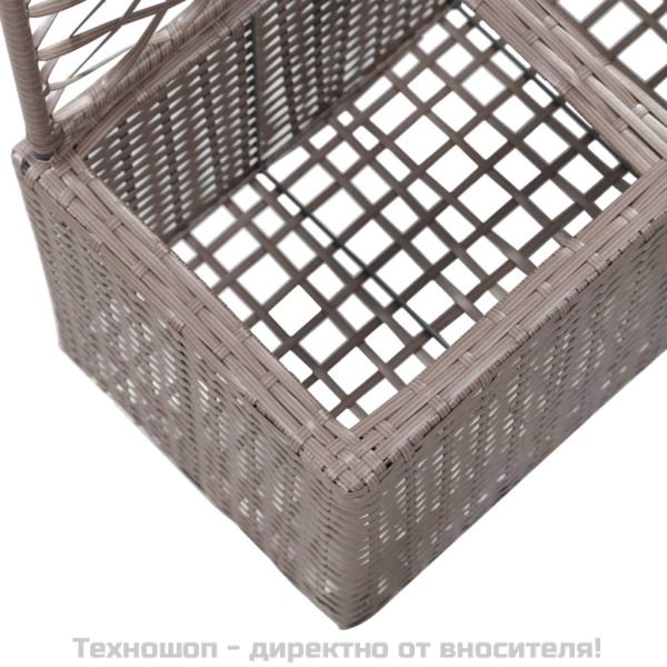 Пергола висока леха с 2 саксии, 58x30x107 см, полиратан, кафява