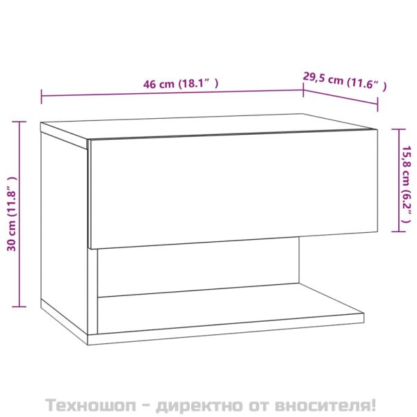 Нощно шкафче за стенен монтаж, дъб сонома