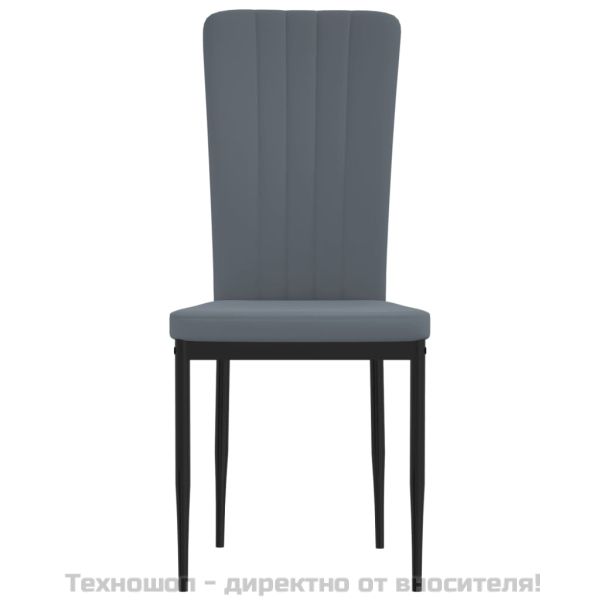 Трапезни столове, 4 бр, тъмносиви, кадифе