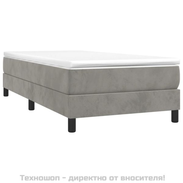 Боксспринг легло с матрак, светлосиво, 80x200 см, кадифе