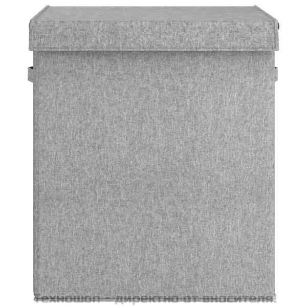 Сгъваем кош за пране, сив, 51x34,5x59 см, изкуствен лен