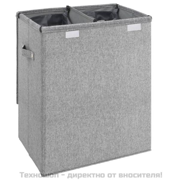 Сгъваем кош за пране, сив, 51x34,5x59 см, изкуствен лен